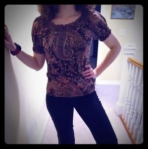 Ralph Lauren Green Label PS brown Paisley top